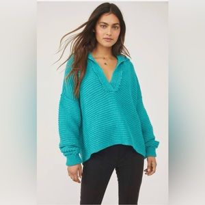 Free People Marlie Pullover In Mar Chiquita Sweater Size:Large NWT